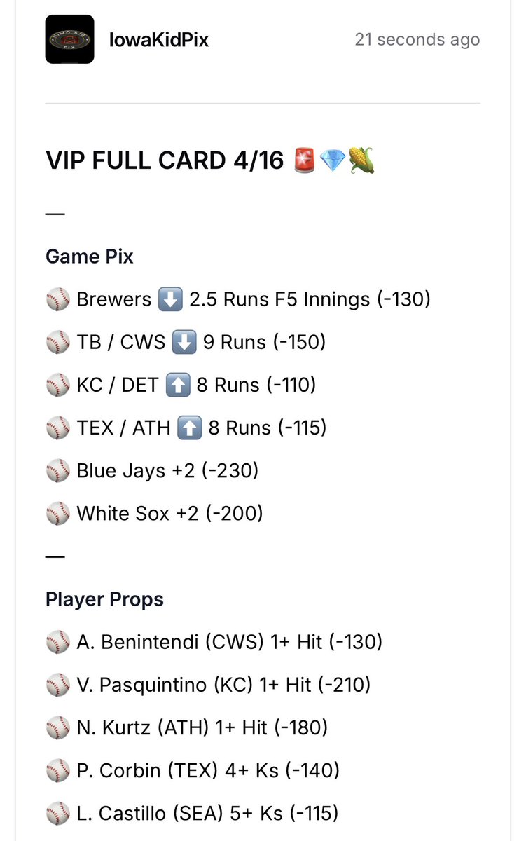 BettingPix's tweet image. VIP FULL CARD 4/16 🚨💎🌽

Feeling Extra Generous Today! ❤️ 

Therefore Today’s VIP Full Card Is COMPLETELY FREE! 🔥👀

Appreciate All The Love &amp;amp; Support! 🙏

Please Drop A Like If You’re Tailing! 🚂

#Gambling #Betting #FreePlays #VIP #IKP