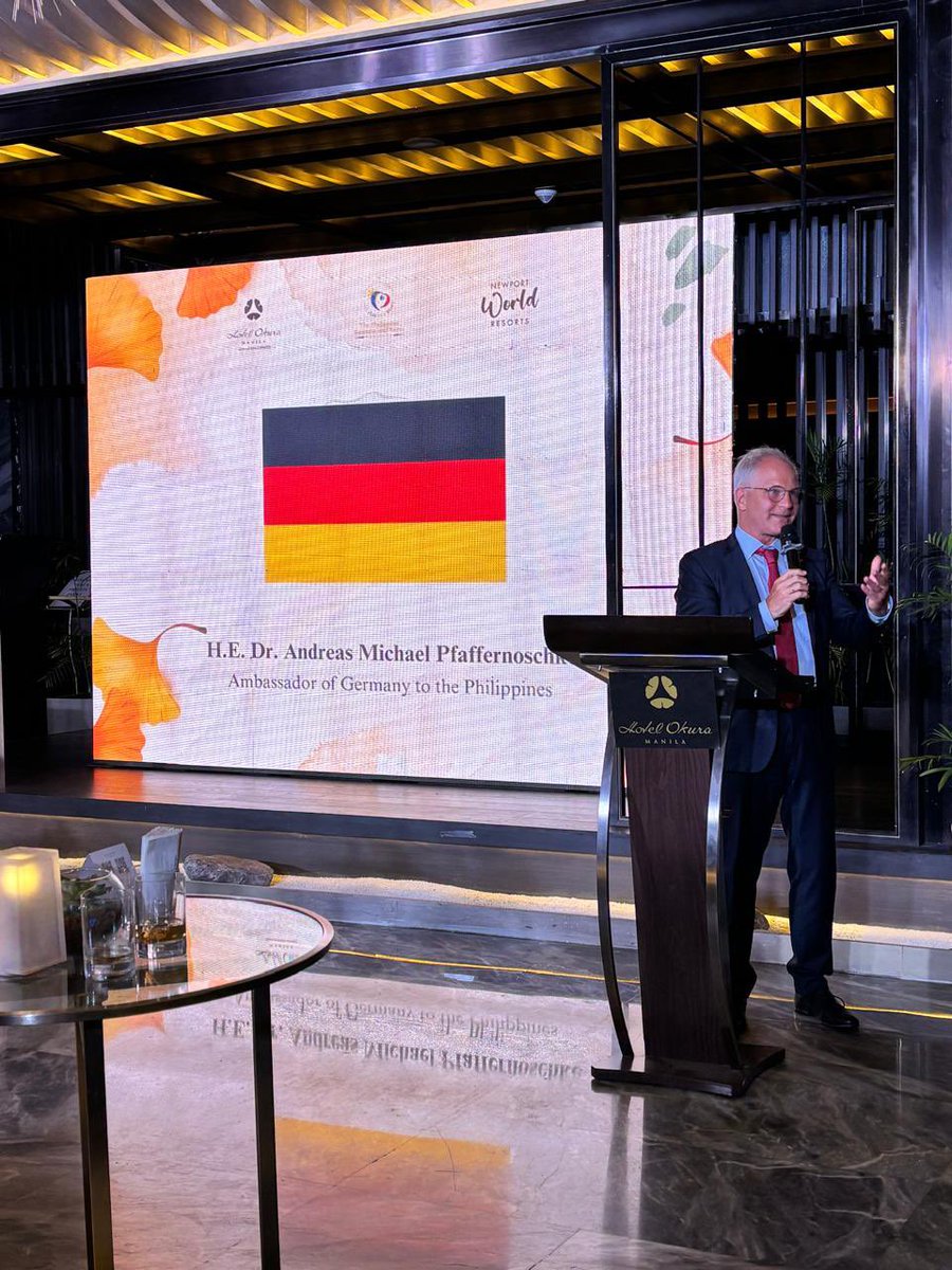 germanyinphl's tweet photo. Thanks, Monsi Serano and #PhilBizNews for inviting me to your embassy night, bringing together business and diplomacy. Thank you for your tireless efforts to advocate for business and investment in π΅π. May the red carpet for investors become broader and broaderβ¦.
#GermanyInPhl https://t.co/AHH19IJf45