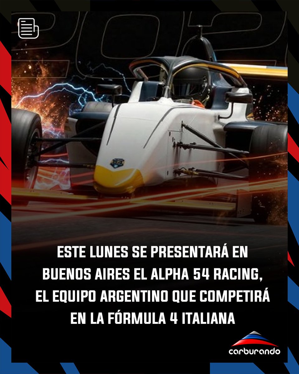 CarburandoTV's tweet photo. 🚨 El Automóvil Club Argentino junto al Gobierno de la Ciudad de Buenos Aires e YPF, presentarán en la sede del ACA al equipo Alpha 54 Racing que competirá dentro de la Fórmula 4 Italiana.
#F4 #AlphaRacing https://t.co/HWIjzcIYLW