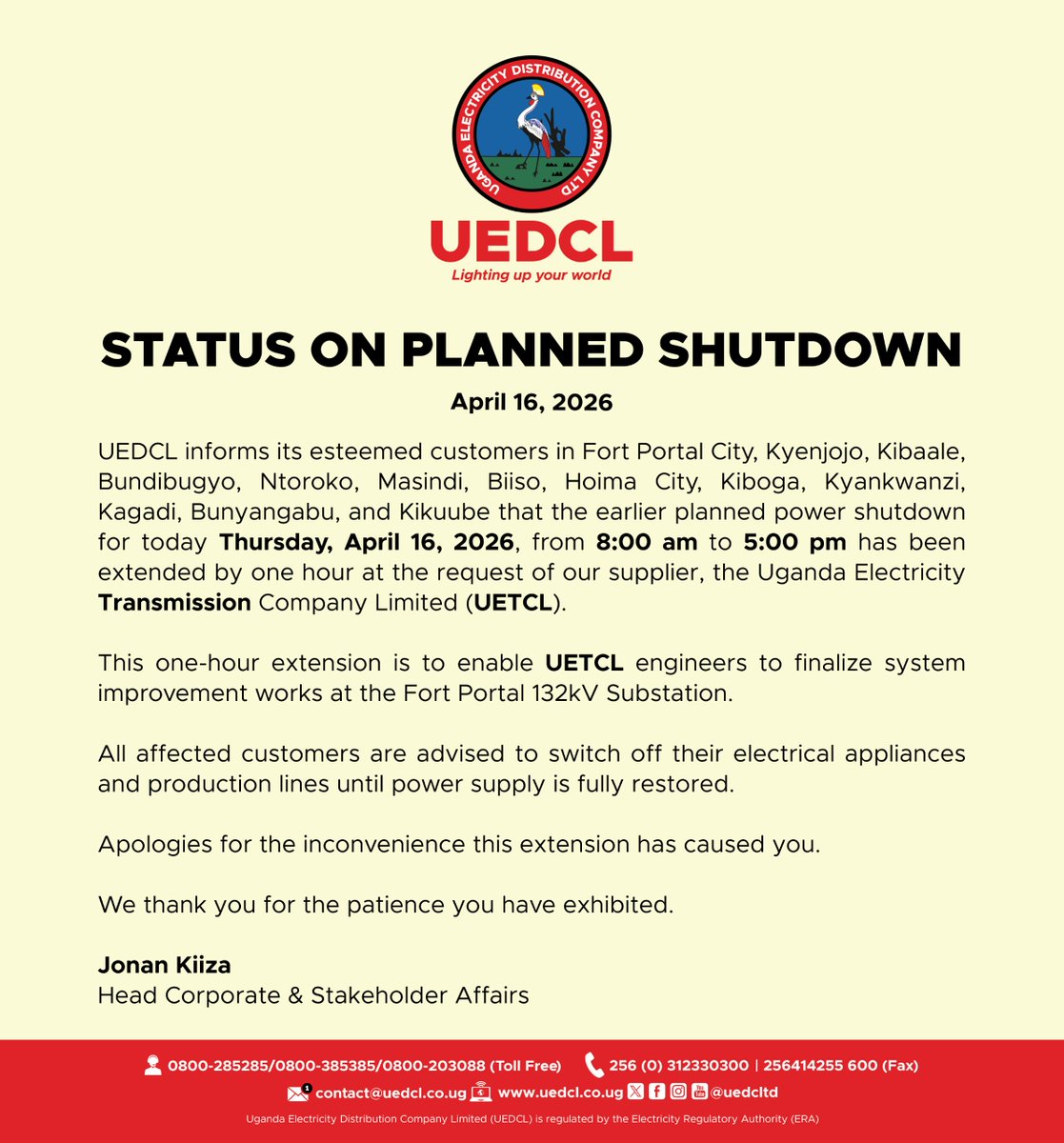 Uganda Electricity Distribution Company Ltd tweet media