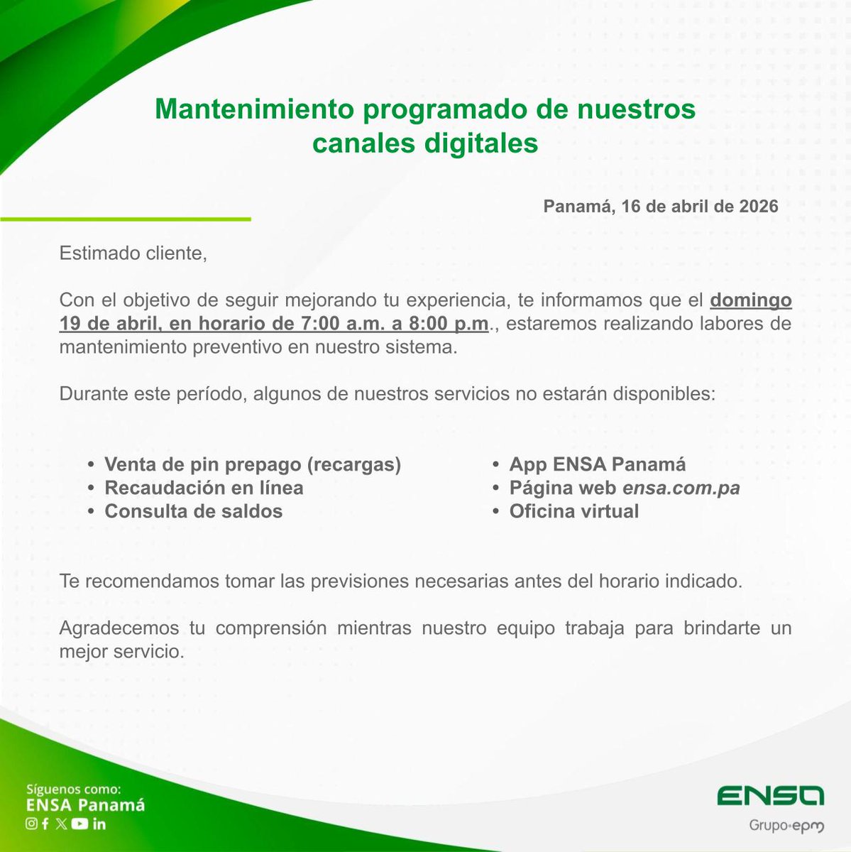 ENSA - Grupo EPM tweet media