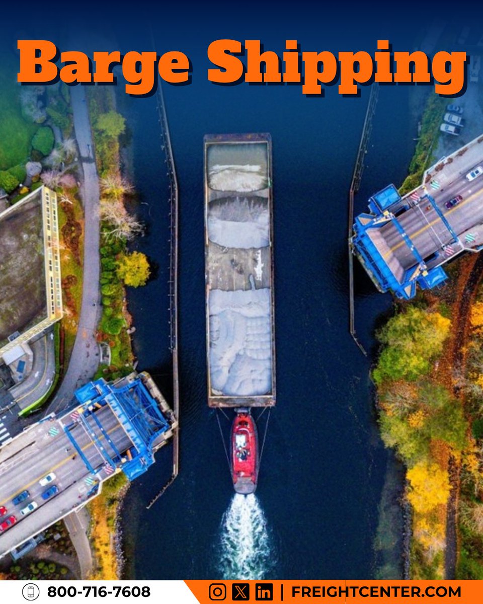 FreightCenter's tweet photo. 🚢✨ Get Your Barge Shipping Done Right with FreightCenter! ✨🚢

As one of the more eco-friendly freight options, we help you balance sustainability with cost savings!

#BargeShipping #FreightLogistics  #ShippingIndustry #Freight #FreightShipping #HeavyHaul #FreightCenter https://t.co/SOLe2qqcdk