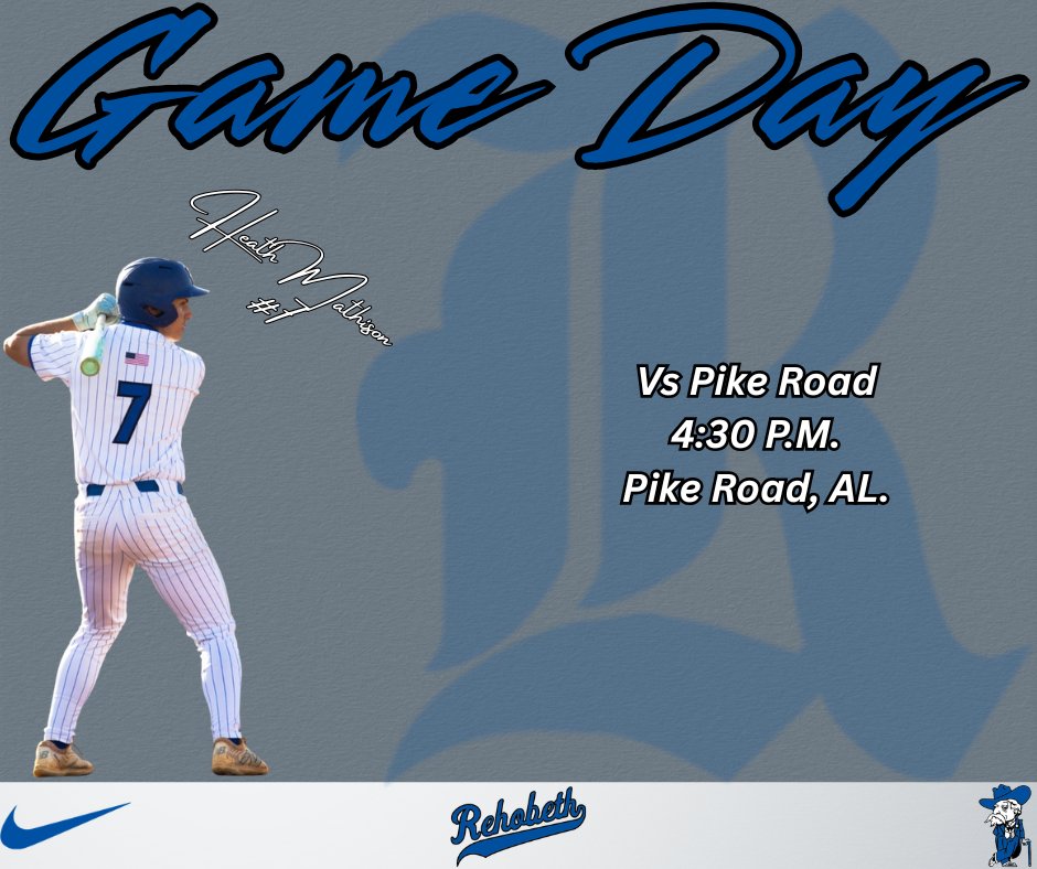 Reho_Baseball's tweet photo. 🚨 GAMEDAY‼️⚾️ 🚨

🆚 Pike Road
⏰ 4:30 &amp; 7:00 P.M.
📍 Pike Road High School, Pike Road, AL. https://t.co/IgnzXs0hkI