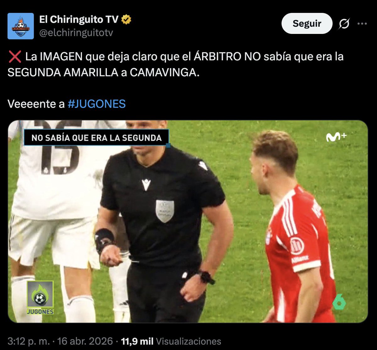 Están queriendo decir que si un jugador del Real Madrid tiene tarjeta amarilla está prohibido sacarle otra.