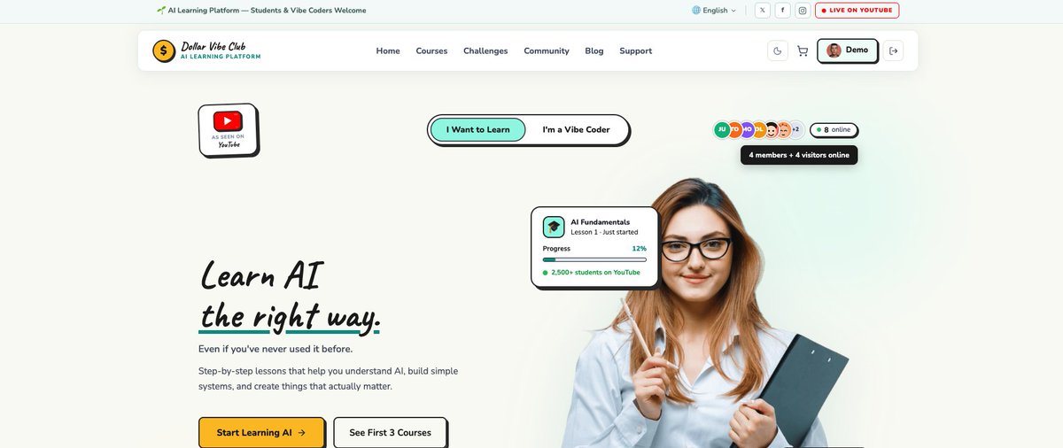 tommyyipxyz's tweet image. Just launched DollarVibeClub.com  For the Build-A-Ton let's go, Agent 4! @Replit @raymmar @MannyBernabe 

dollarvibeclub.com

#vibecoding #coding #launch #ai #replit