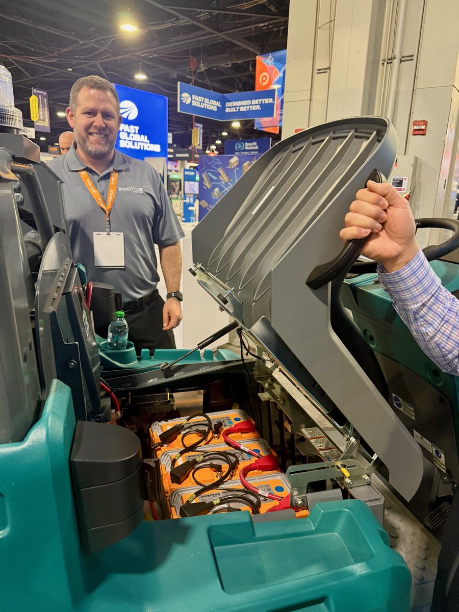 InventusPower's tweet photo. Final day of #MODEX2026! Visit Inventus Power (B7608) to explore advanced Li-ion solutions for material handling &amp; robotics. Stop by @TennantCompany (C12970) to see its robotics lineup, including the X6 ROVR &amp; new X16 SWEEP—powered by Inventus Power #batterytech &amp; BrainOS® AI https://t.co/zvK9o2Oj9l