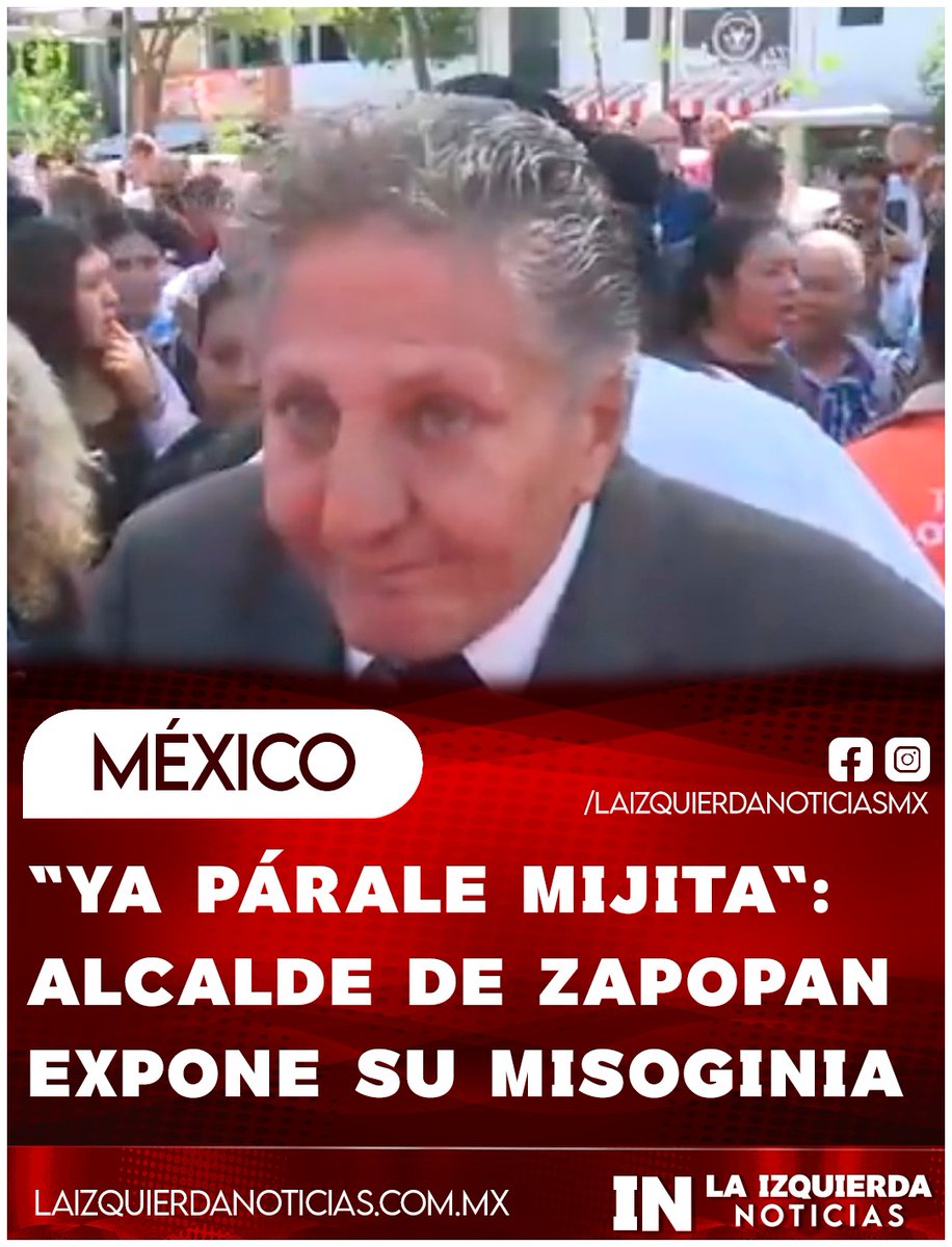 IzqNoticiasMx's tweet photo. ¡YA PÁRALE, MIJITA! Así le respondió el alcalde de Zapopan, José Franky de MC, a una reportera que le preguntó por el agua chocolatosa que distribuye a sus ciudadanos. Copia fiel de su maestro Enrique Alfaro: misógino, intolerante y sin respuestas. https://t.co/ZfSVdnqcRl