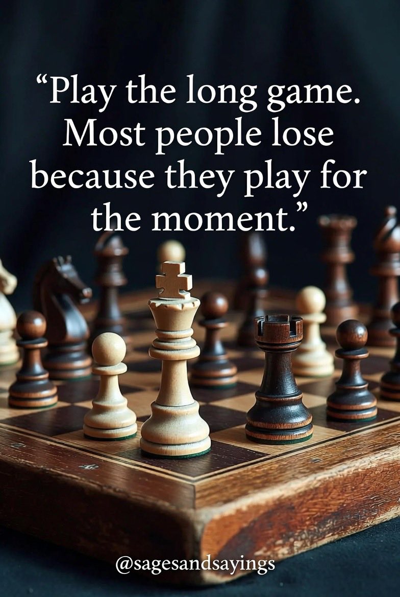 sagesandsayings's tweet image. Play the long game. Most people lose because they play for the moment.

Strategy beats emotion every time.
#sagesandsayings #Strategy #ChessMindset