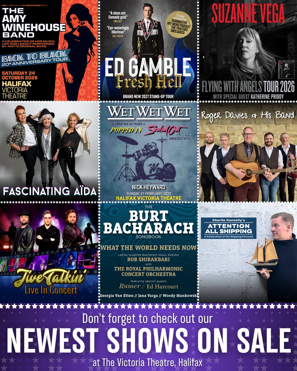 VicTheatre's tweet image. Make sure to check out some of our most recently on sale shows!

From #LiveMusic to #Comedy, #Musicals to evenings with your favourite #Sports stars &amp;amp; more, there's something for everyone at The Victoria Theatre, Halifax! 🤩

🎟️ Book at victoriatheatre.co.uk/whats-on

#Gig #Concert