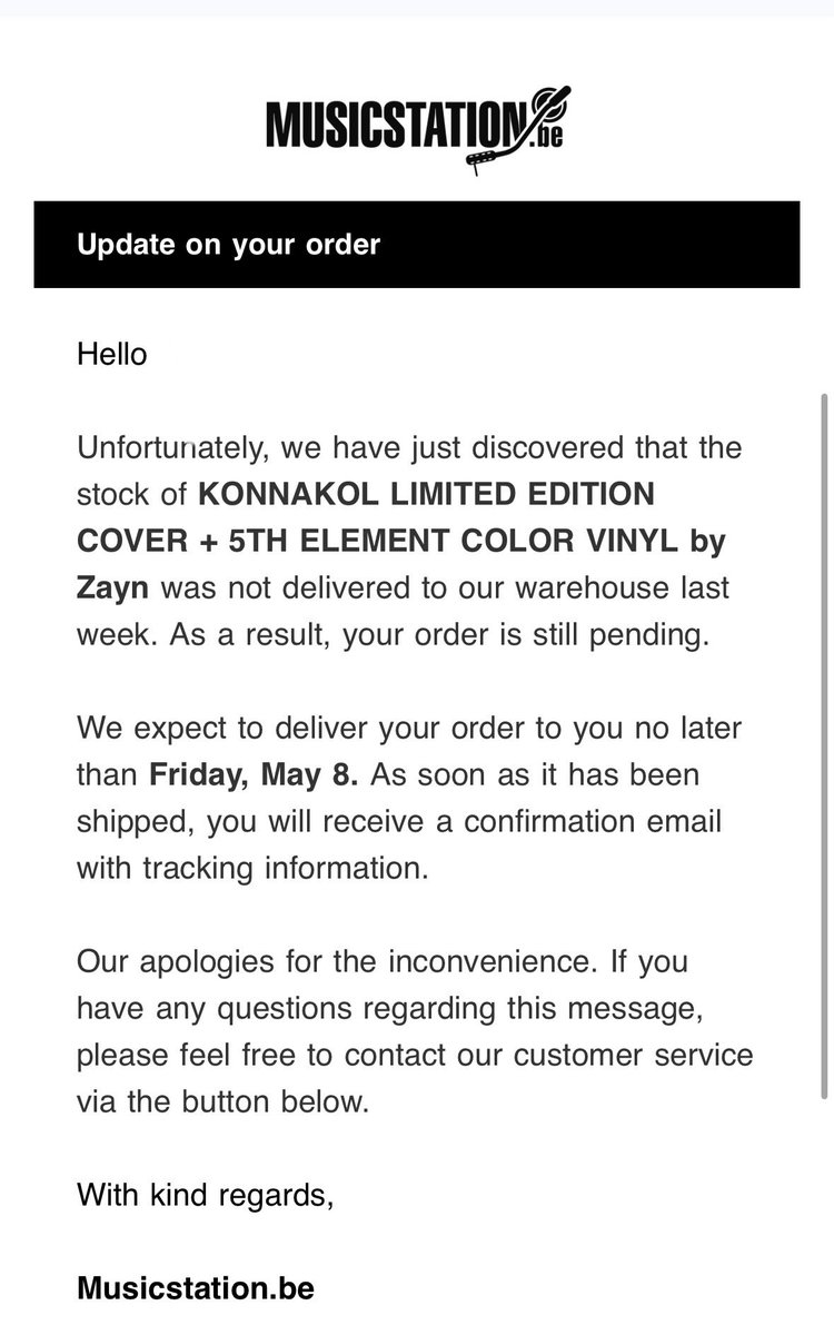 SHRadioZayn's tweet photo. This is so unprofessional ! I ordered the day of the announcement so a month ago….If I acted like that at my job, I would be fired immediately. Seriously what kind of joke is this ?! That label can’t even produce a decent amount of vinyls and ship it on time @inZAYN @zaynmalik https://t.co/GxwJfevKix