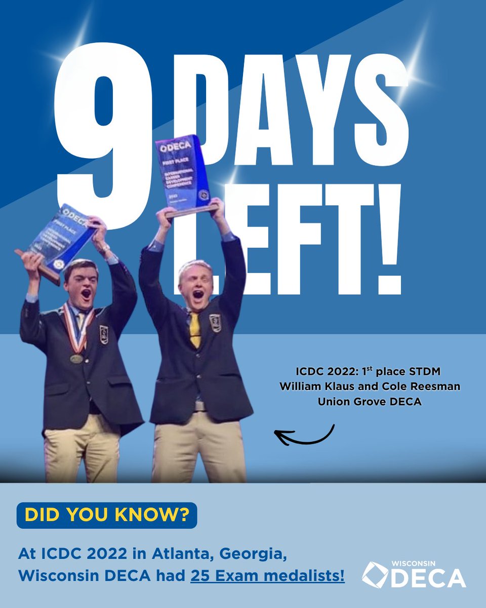 WI_DECA's tweet photo. 9οΈβ£ DAYS from ICDC 2026 in Atlanta, Georgia! π·π₯
#wideca #icdc2026 #competitiveexcellence #nextbigthing
@DECAInc
@UGHSDECA https://t.co/JTNRj4pOxb