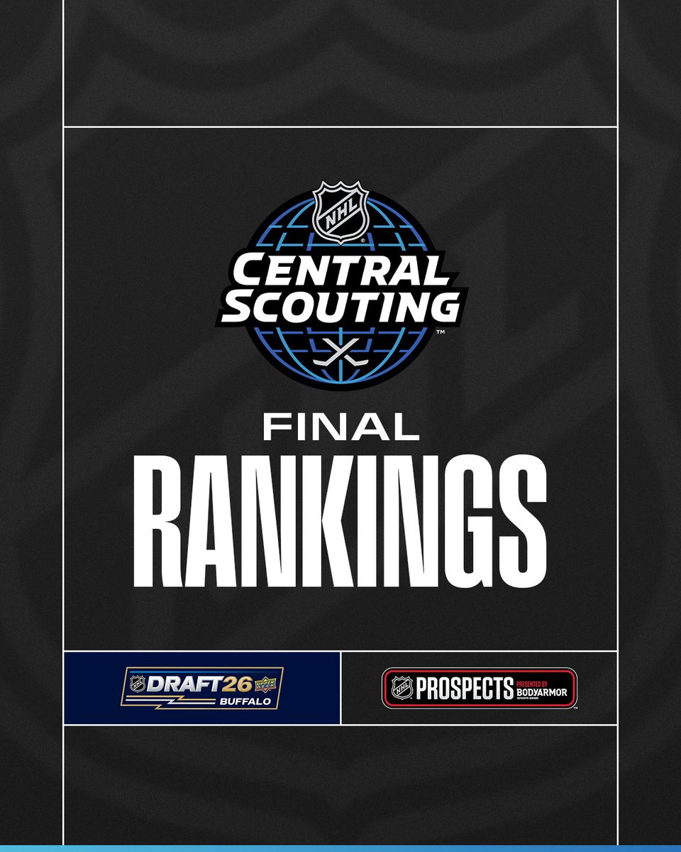 NHLPR's tweet photo. Gavin McKenna and Ivar Stenberg sit atop respective lists as NHL releases NHL Central Scouting’s final rankings presented by BODYARMOR Sports Drink. 

#NHLDraft Rankings: https://t.co/wn3T4uG0f9 https://t.co/brt97cXez5