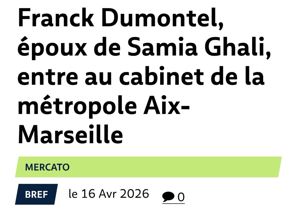 marsactu.fr/bref/franck-du… Le conjoint de la maire adjointe de Marseille et future présidente de la RTM rentre donc au cab du président de la Métropole pour gérer les relations avec la ville de Marseille 😅. C l'union de la gôche, des écologistes, du centre et  de la droite ???