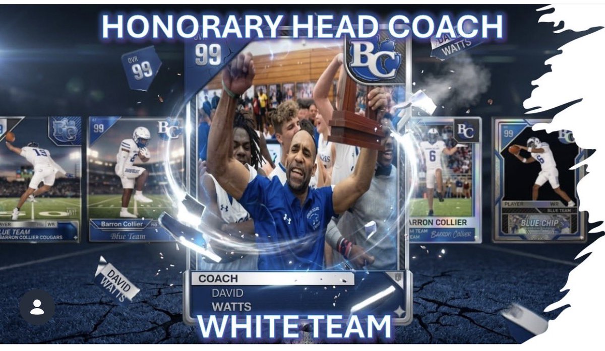 BchsAll's tweet photo. Honorary Head Coach for the White Team will be led by Coach David Watts, BC Head Basketball Coach. Coach Watts says execution will be big and said he has a few tricks up his sleeve for the Blue Team! @CoachDavidWatts @BrannonTidwell @BarronCollier @CollierHoops https://t.co/LgpUmn6qHg