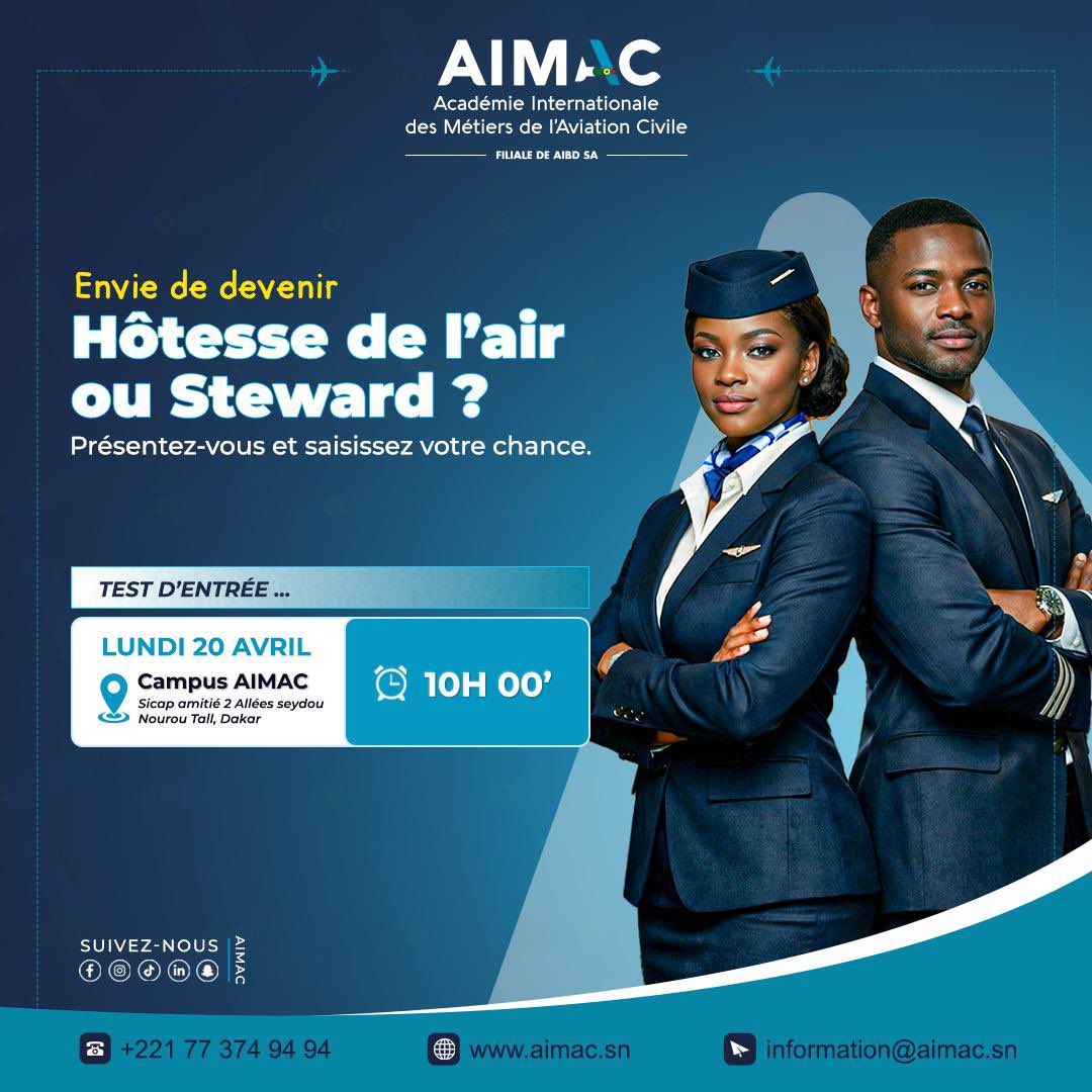 AIMAC23064's tweet photo. Merci de venir avec vos dossiers :
- Cv
- Copie légalisée du bac
- Copie légalisée de la CNI
- 2 photos récentes 
- copie de passeport
Ps: formation payante, pour plus d’informations merci de nous contacter au 77 374 94 94 (direct et whatsapp)
#hotessedelair #steward #pnc #aimac https://t.co/bc3CMU1Y9X