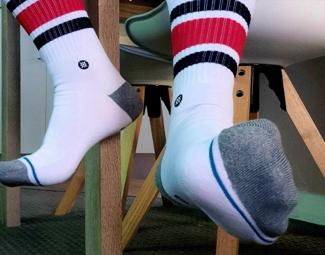 How long will your cock last under my soft sweaty socked feet before it splurges its goo all over them ?  😈🍆💦💦