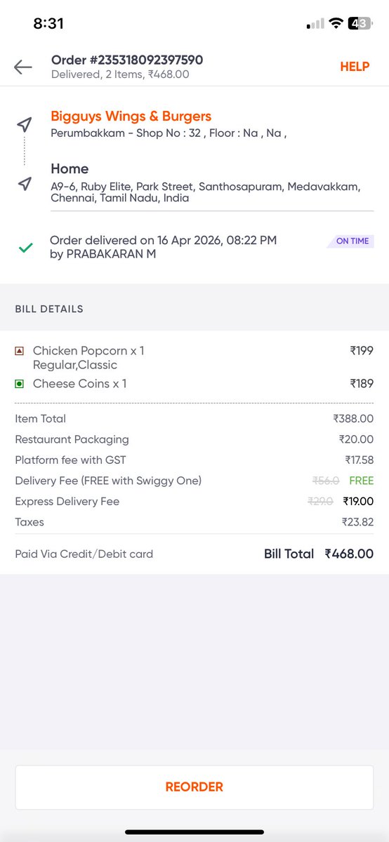 laksh_cb's tweet photo. @Swiggy @SwiggyCares Incorrect order sent - Paneer popcorn instead of cheese coins. I tried to report it but your “Add photo” feature isn’t working and your customer care bot is useless. Sharing the proof here! https://t.co/Q5e19k7TsU