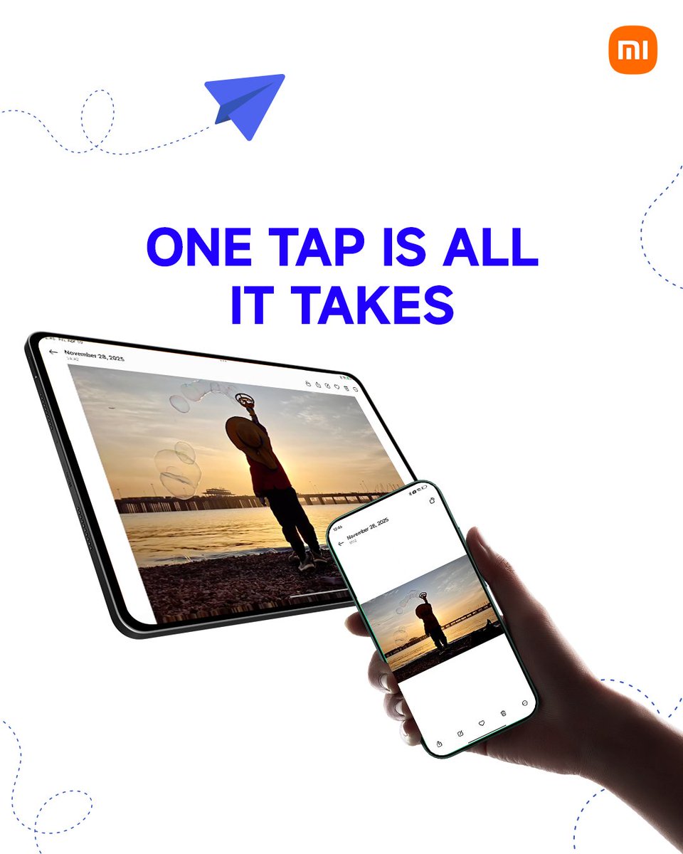 XiaomiHyperOSIN's tweet photo. Moving your world from phone to tablet has never been this smooth.
Experience the power of #TapToShare with #XiaomiHyperOS3. One tap is truly all it takes. https://t.co/caGGcnPJSn