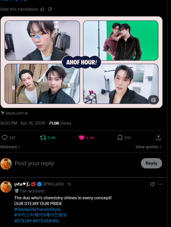 YelLaVie's tweet photo. @MonixMissB78 Sali po 😊

OUR STEJAY OUR PRIDE 
#SteJayPartnersInStyle 
#우리스티제이Y매거진화보 
#STEJAY #STEVEN #JL https://t.co/9DGsvrCQSJ