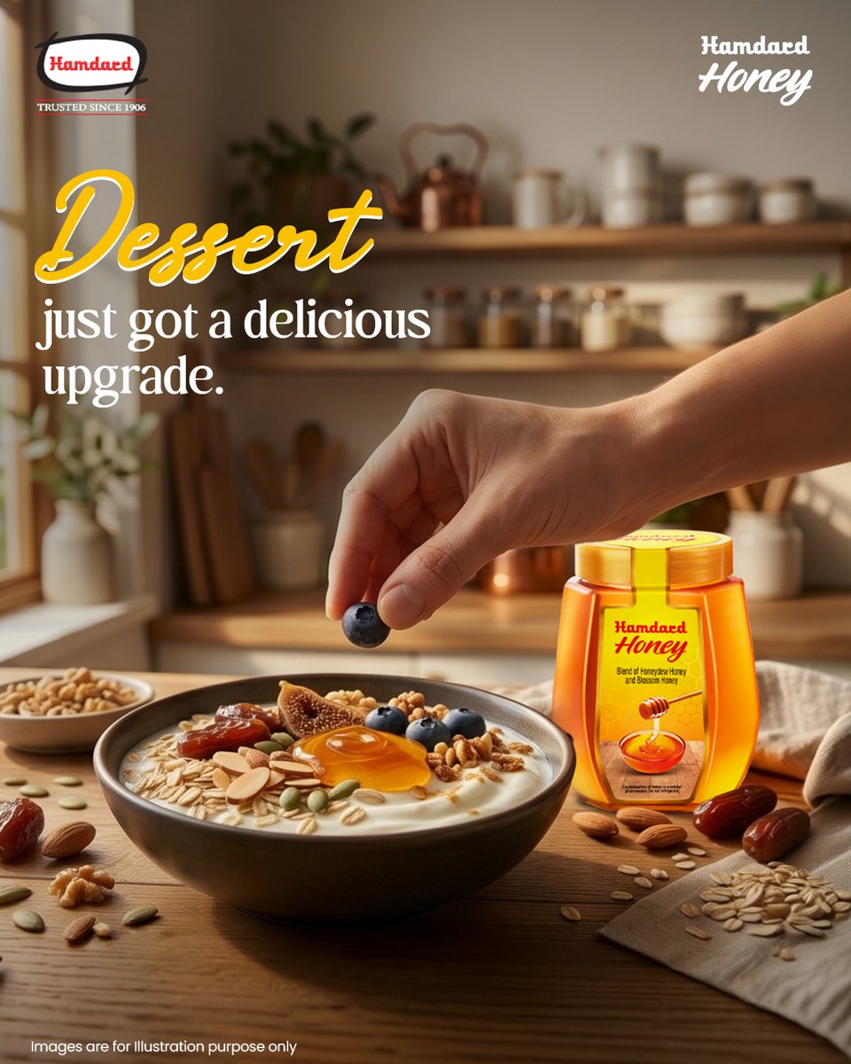HamdardFoods's tweet photo. A simple dessert, now made better with a golden touch
Upgrade every bite with Hamdard Honey.
@aditiraohydari
#HamdardHoney #SweetUpgrade #DessertLove #PureGoodness #TasteUpgrade https://t.co/nGxG6HjSt0