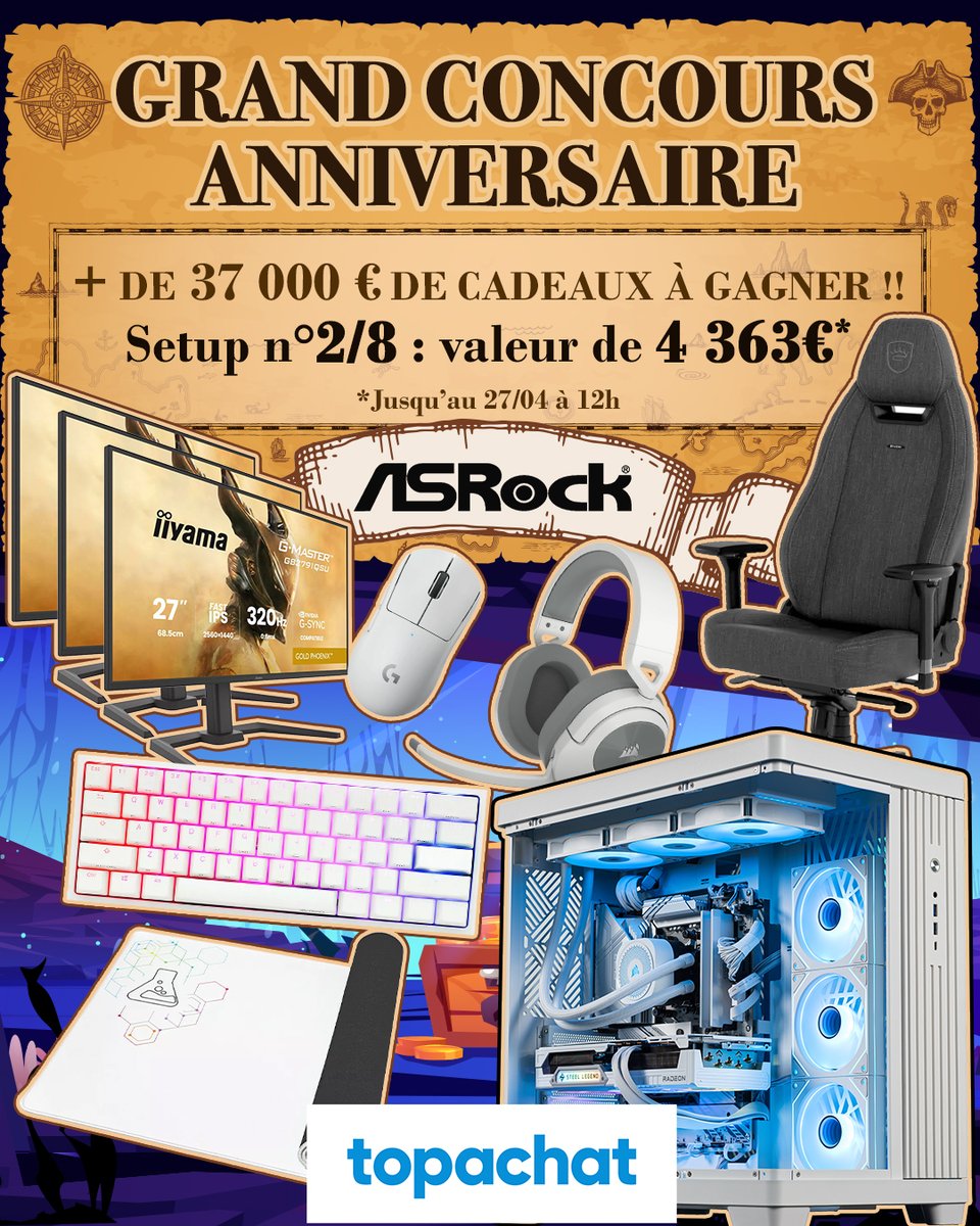 TopAchat's tweet image. Concours 🎁 27 Ans TopAchat  
🔥 + 37 000 € de cadeaux à gagner !

On enchaine avec le Setup 2 de 4363€ !
@ASRockInfo 

Pour participer :
➡ Follow @TopAchat
🔁 RT ce tweet
💬 Dis ce que tu préfères en commentaire avec #27AnsTopAchat
🔖 Save ce post pour retrouver facilement
