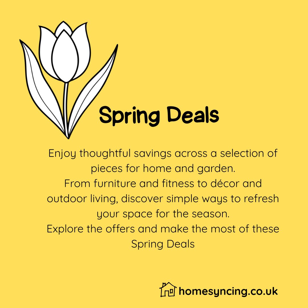 homesyncing's tweet image. 🌼 Spring Refresh Starts Here 🌼

👉 homesyncing.co.uk/Spring-Deals-c…
💛 Limited-time offers. When they’re gone… they’re gone.
#SpringDeals #HomeInspo #InteriorStyle #HomeDecor #GardenLiving #HomeRefresh #SpringRefresh #FurnitureDeals #HomeMakeover #InteriorDesign #DecorInspo #GardenIn