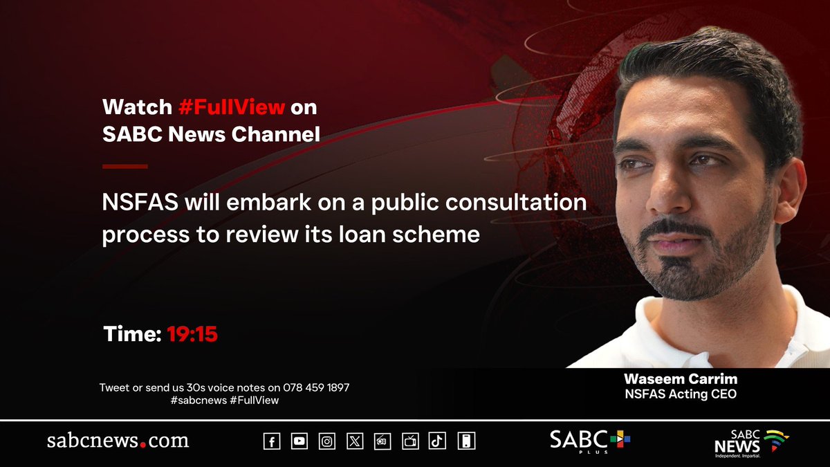 [STILL TO COME] On #FullView Waseem Carrim, NSFAS will embark on a ...