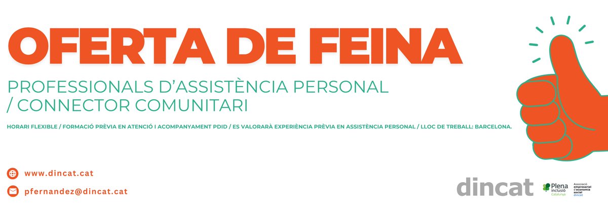 _dincat's tweet image. 🔎 #JobAlert! Obrim procés de secció!
Estem buscant Professionals d’Assistència Personal / Connector Comunitari

🚀 Vols formar part d’un projecte transformador? Fes arribar el teu CV fins el dilluns, 27 de abril de 2026:
dincat.cat/oferta-laboral