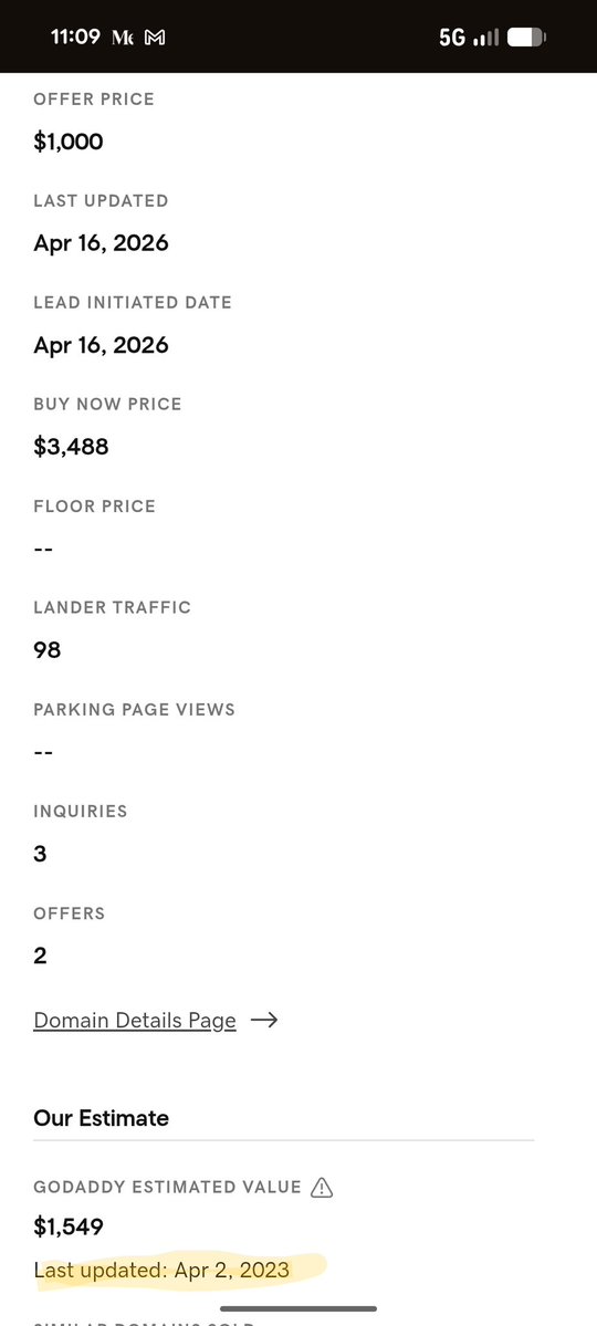 dotcorner's tweet image. Hey @afternic , don't you think it is time to update the GoDaddy Estimated value . If it is too much, just put a #today or #lastweek as a date.