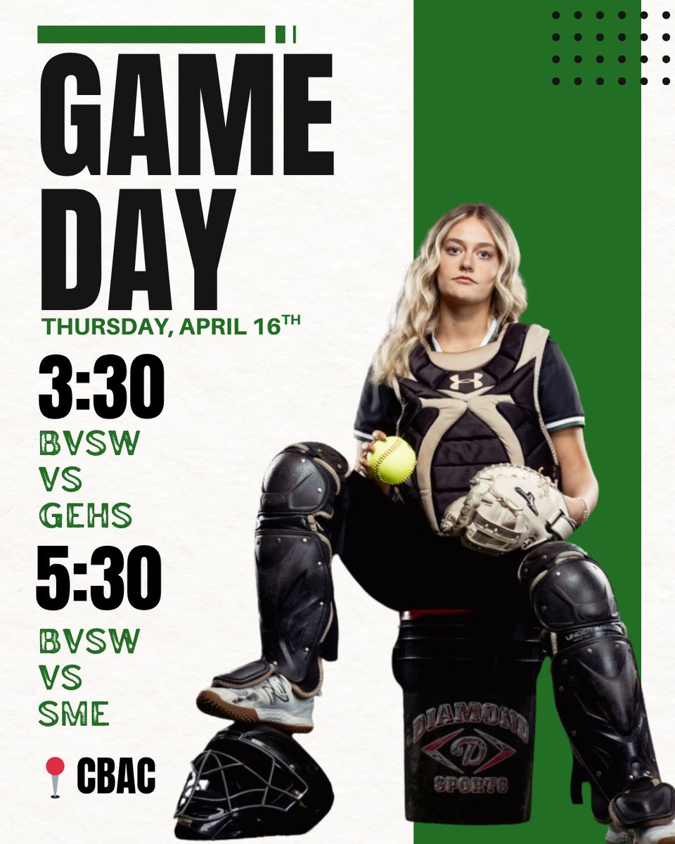 BVSW_Softball's tweet photo. Sunflower Tournament Day 1
🆚GEHS &amp; SME
📍CBAC
⌚️ 3:30 &amp; 5:30 https://t.co/0dEgcr9lQ9