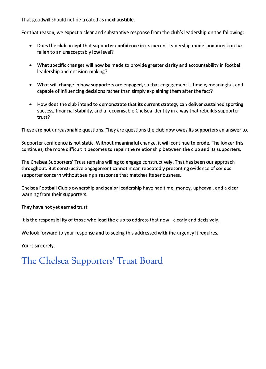TheBlueDodger's tweet photo. 🚨 Strong words from the Chelsea supporters trust. 👇

(@ChelseaSTrust) #CFC https://t.co/7puPxpis5q