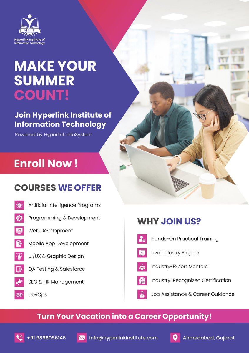hlisit23011's tweet image. Make Your Summer Count! 

Join Hyperlink Institute of Information Technology and kickstart your tech career this summer!

Enroll Now 👉 +91 9898056146

For more details, visit: hyperlinkinstitute.com
#HyperlinkIIT #summerlearning #techcareer #job #careers