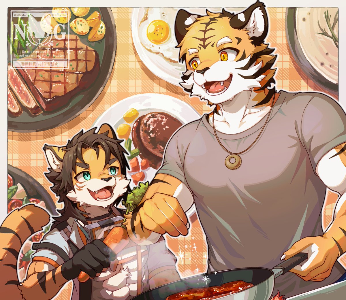 SKEBにて描かせていただきました。『今日はとびっきりのご馳走』　リクエストありがとうございました！！　    #Skeb #Commission #illustration