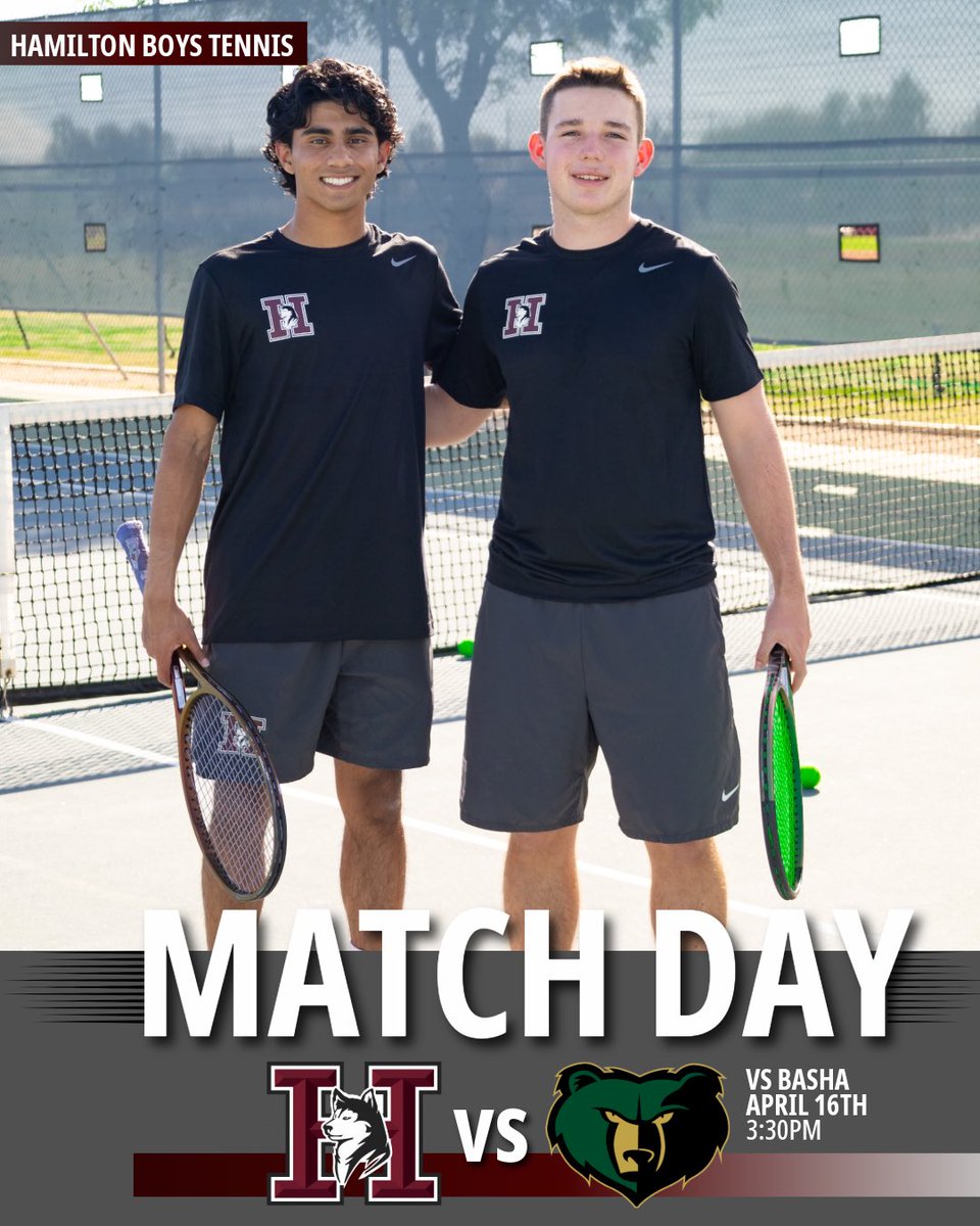 hhshuskytennis's tweet photo. Senior Match!! Join us this afternoon as your #1 ranked Huskies (13-0) take on #32 Basha (4-8) and we honor our two amazing seniors, Jackson Sivley and Rishabh Bendre, in their final regular season home match. Husky Proud. 🎾💪🐾❤️ #Seniors #Legacies #Huskies4Life https://t.co/clxgkbzA2c