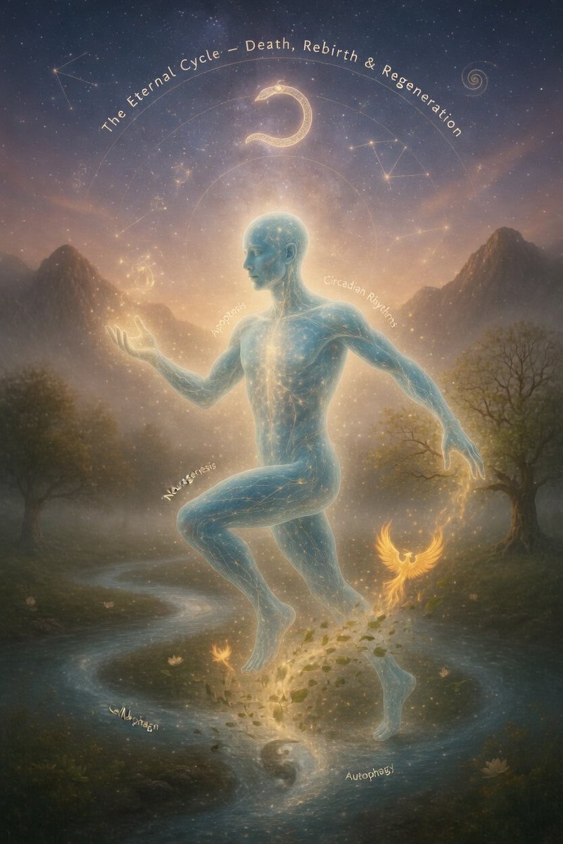 Richard38749337's tweet image. The Eternal Cycle – Death, Rebirth &amp;amp; Regeneration
Every ending carries the seed of renewal. Ancient phoenix myths and modern cellular processes (apoptosis, autophagy, neurogenesis) reveal the same sacred rhythm.
Embrace the cycle. 🌱🔥
#Regeneration #LifeCycle