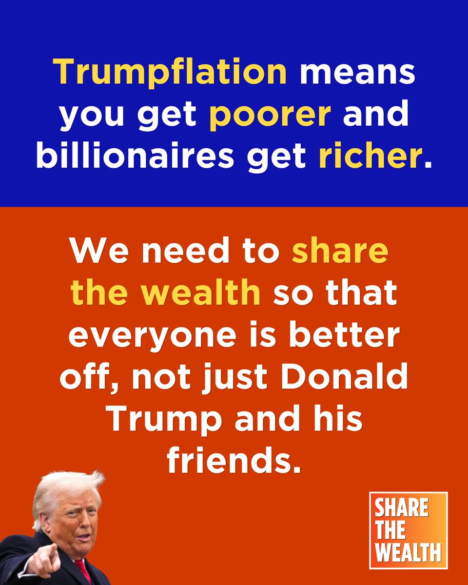 sharewealthuk's tweet photo. Trumpflation means you get poorer and billionaires get richer.

Sign this @taxjusticeuk petition to raise taxes on companies profiteering from the Iran War: https://t.co/MSxAvJLaI6 https://t.co/HjlNcmZGjz