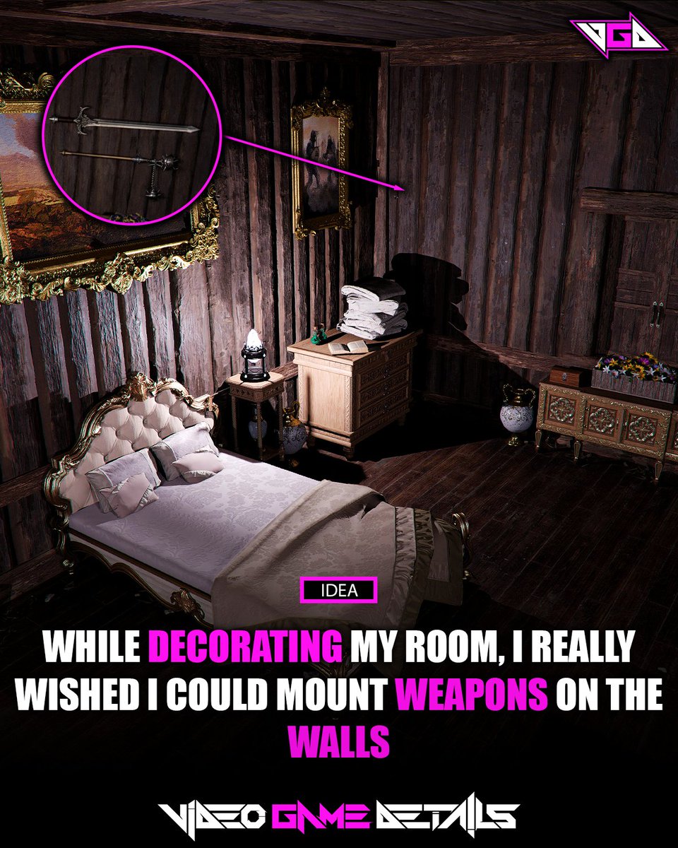 VideoGameDetail's tweet photo. @AfroSenju I’d love to see the house building system expanded so our homes can truly blend into the world like NPC houses. Not just weapon placement, but full item placement for anything we can pick up in the world. Being able to place things like plates of food, fruit, and everyday objects would make homes feel more alive and immersive. It adds that final layer of detail that makes the world feel real and gives players more creative freedom.

You’ve got a solid following, so if you agree, it’d be great if you could pass this on to the devs. This is the kind of feature that could really take the game to another level in this area! Please bruh! 🤣I’m still new to socials, so I’m grinding it out and building my following from the ground up right now haha. U already there! Thanks, Love your build! Got a follow from me mate.