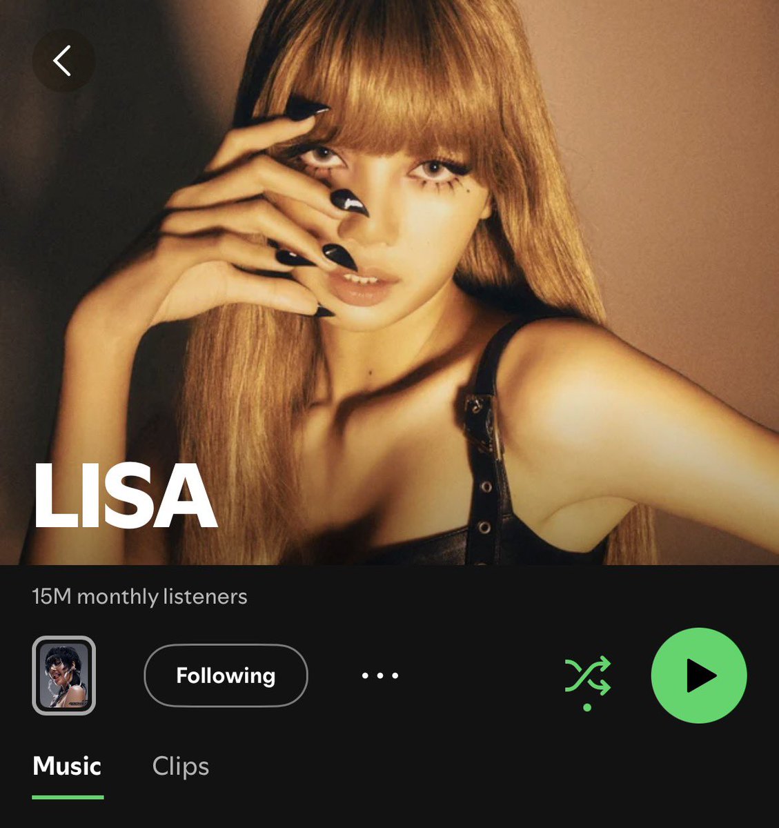 #LISA has once again exceeded 15 million monthly listeners on Spotify!