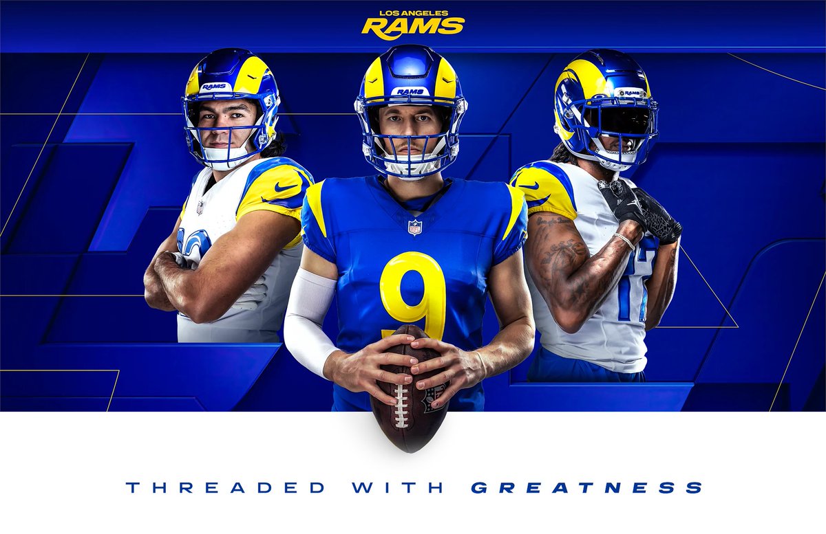 MTHooverHQ's tweet photo. The updated LA Rams branding &amp; uniforms have been unveiled, with TWO additional alternate uniforms to be unveiled later this Summer.

Perfect correction.  The Rams look like the Rams again.

https://t.co/b22T9U6AvN https://t.co/eYat5lgMue