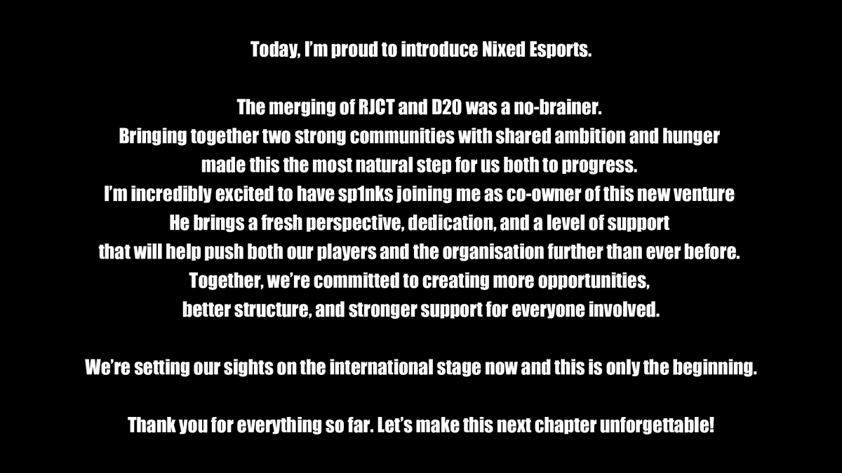 NixedEsports's tweet photo. Thank you all for your support during the past 3 years, it's been like watching my child grow and to see the accomplishments the members and players have achieved during that time has made me incredibly proud

The next chapter is gonna be huge - Chrissy Ruin https://t.co/J5Wnl8RmuH