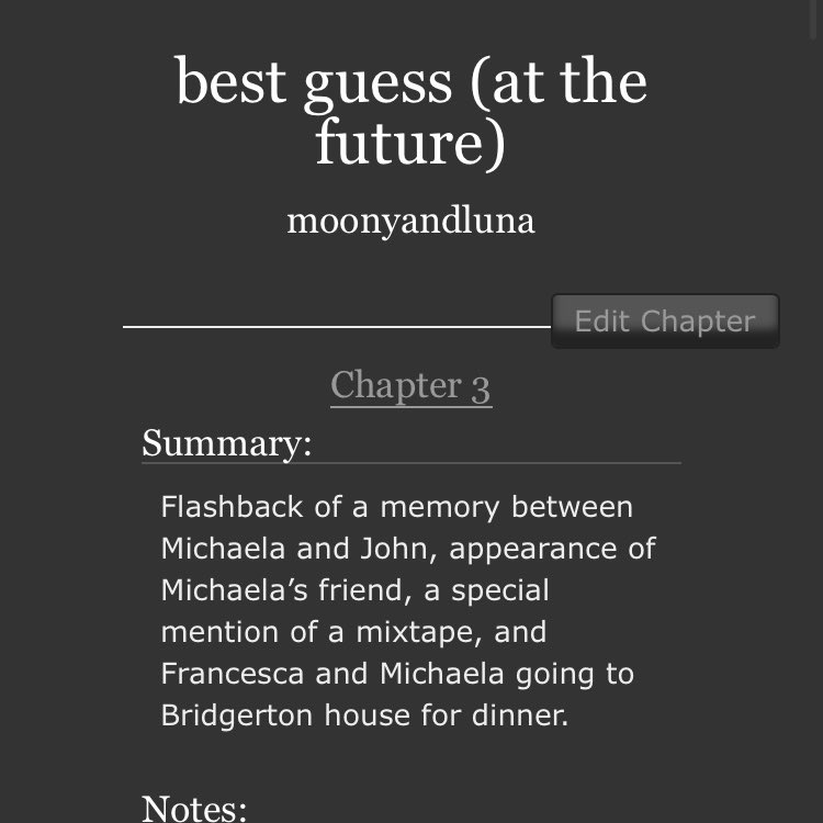 fransdarling's tweet photo. best guess (at the future) 🔗 https://t.co/jGgX48nTkH
- a fic where francesca has an illness and michaela finds out about it accidentally 
- angst with a happy ending 
- it’s a wip, this is the 3rd ch
- #franchaela https://t.co/wbhyMhmwPs