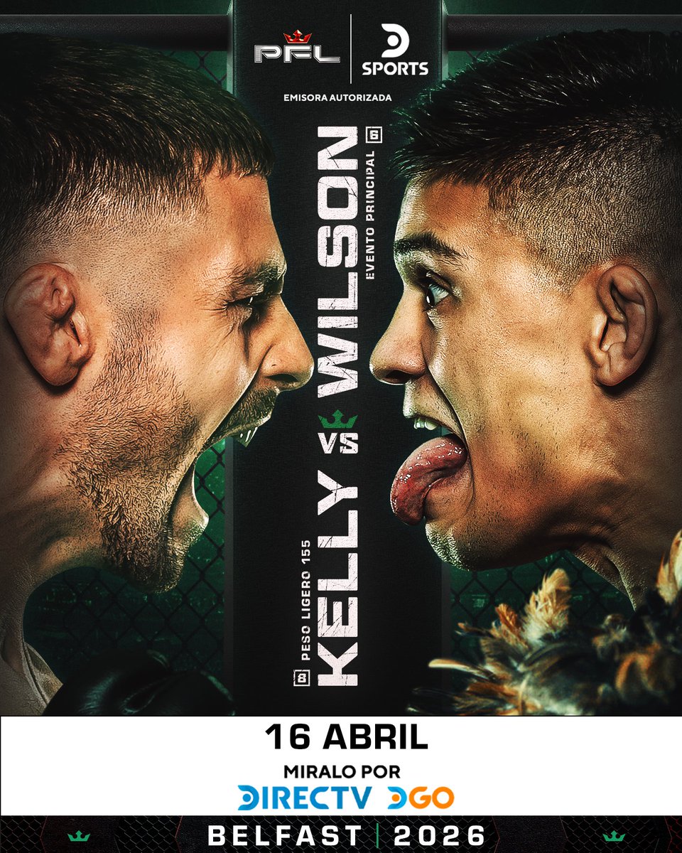DSports's tweet photo. ¡QUÉ PELEAS SE NOS VIENEN! 🔥
🥊 El irlandés Kelly y el neozelandés Wilson se enfrentarán en el combate estelar del #PFLEnDSPORTS, en Belfast.
🥵 Además, McKee y el francés Lohoré protagonizarán un choque tremendo.
#DSPORTSFight
¡Lo vives por #DIRECTV y #DGO! 📺📱 https://t.co/gJJIWQElgY
