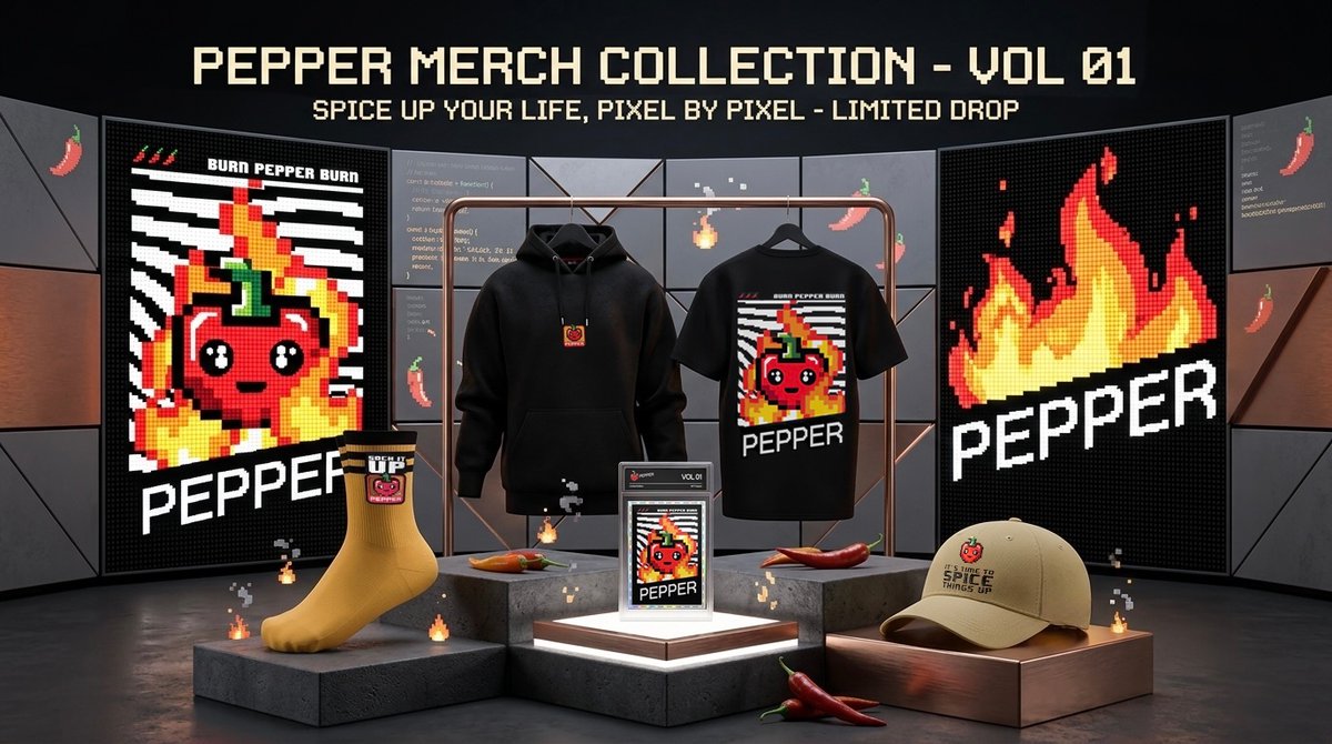 PepperChain's tweet photo. Calling all #PepperPeople! 🌶️
Ready to wear the fire? 🔥

You’ve been asking, and we delivered.
The PEPPER MERCH COLLECTION - VOL 01 just dropped! 👾

From our flaming pixel hoodies to the spiciest socks in Web3, this limited collection is waiting for you. 🔥🌶️

The auction is currently open exclusively on the @socios app. 📲
It’s time to show your true colors.

Use your RP to bid and claim your piece of $PEPPER history! 🏆

Head over to the app now and let the bidding war begin! ⚔️🌶️
