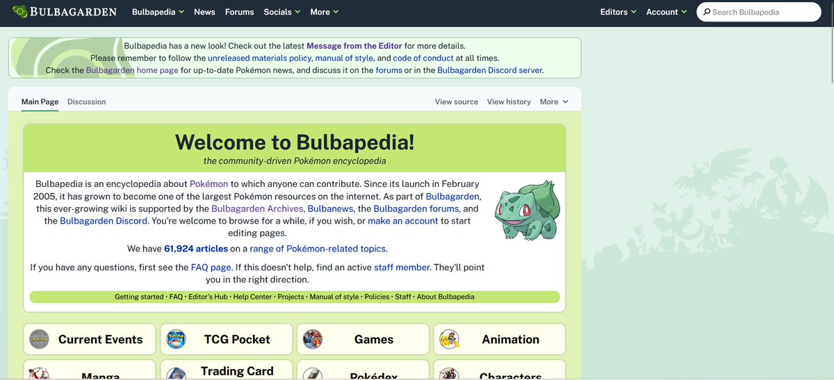 vandermarktt's tweet photo. @Bulbapedia On my computer all the pages are aligned very much to the left instead of centered. Not sure if this is intentional. I do like how everything looks further. https://t.co/D0DeAeYm8s
