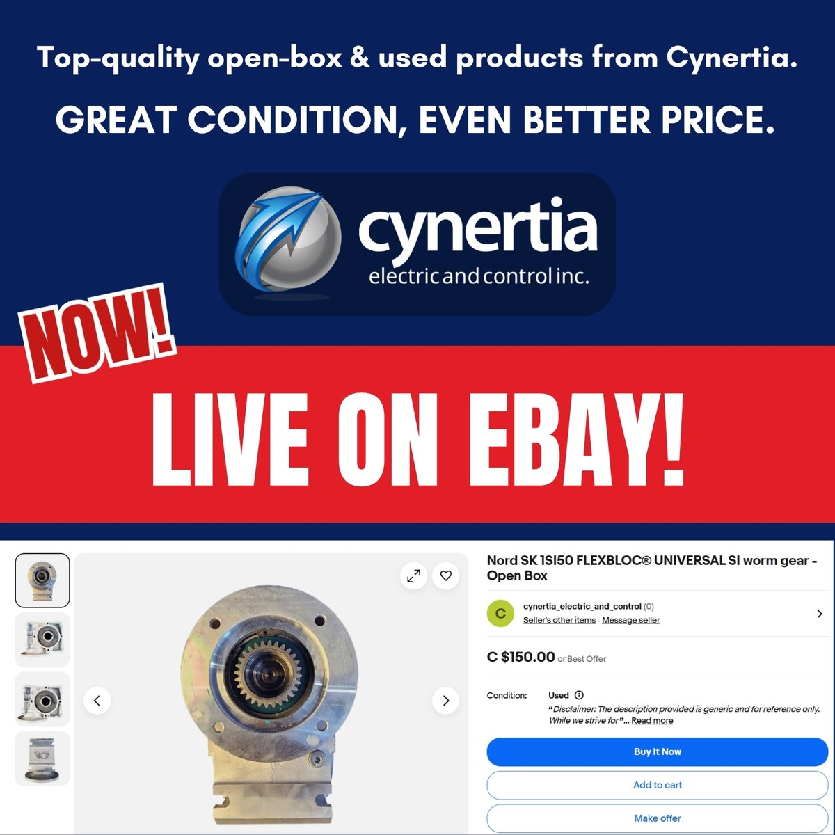 cynertia's tweet image. Great news! Cynertia is now on eBay!
Explore our Open Box and pre-owned products, all in perfect working condition and ready for a new home. Quality at great value.
Shop now through the link below!
ebay.ca/itm/3663059762…
#ebaystore #OpenBoxDeals #qualityproducts #GreatValue