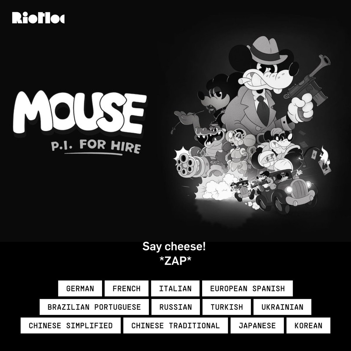 riotloc's tweet photo. Jack Pepper is finally ready to open shop in Mouseburg. Enjoy the noir flavor and all the cheesy puns in 12 languages brought to you by Riotloc. We're happy to celebrate this release together with @FumiHQ and @PlaySideStudios.
MOUSE: P.I. For Hire is now available on Steam! https://t.co/V4LLG3b9q1