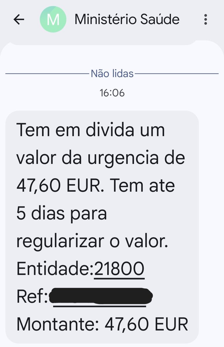 Se recebeu uma mensagem (SMS) destas, deixe passar o prazo de pagamento 😅
Eles andam aí... (att. <a href="/saude_pt/">Saúde PT</a>  e <a href="/PJudiciaria/">Polícia Judiciária</a> )