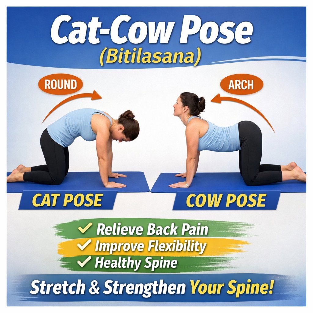 NiteshDhameliy1's tweet image. Back pain or stiffness? Try Cat-Cow Pose (Bitilasana) 🧘‍♂️

A simple stretch to improve spine mobility, posture &amp;amp; flexibility in minutes!

🎥 Watch now: youtu.be/Z9nV3uRnbB4

#CatCowPose #BackPainRelief #Yoga #SpineHealth #Mobility