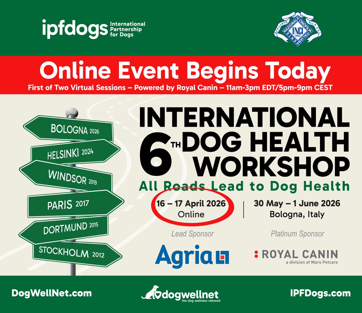 IPFDogs's tweet image. The first of two FREE online sessions of the 6th IDHW is now underway (11am-3pm EDT/5pm-9pm CEST). You can still register to join us in progress today and tomorrow’s session as well. tinyurl.com/ytkv8ju7 #6thIDHW #doghealth #dogbreeding #dogbreeds #kennelclubs #breedclubs