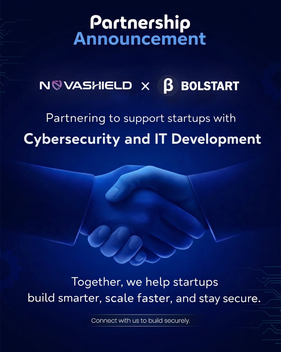 Novashield61011's tweet image. Partnership with @bolstart 🤝

We’re proud to collaborate with Bolstart to support startups with secure and scalable technology solutions.

📩 contact@novashield.in
🌐 novashield.in
📞 +91 8308628739

#NovaShield #Bolstart #StartupIndia #CyberSecurity #ITDevelopment